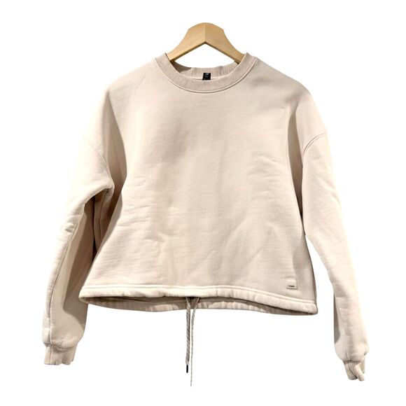 VUORI Cropped Crewneck Sweatshirt - Size X-Small Oversized Fit (Pale Pink/Cream) - Picture 2 of 8